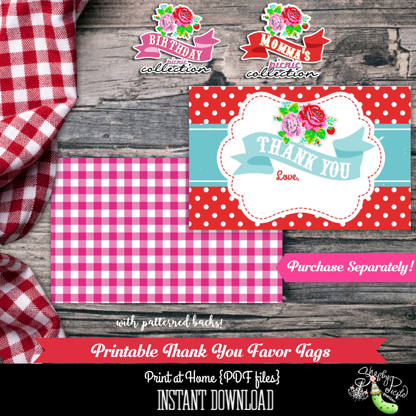 Birthday Party Picnic Cupcake Wrappers and EDITABLE Toppers-Party Printables-BBQ-Farmers Market-Birthday Labels-Instant Download