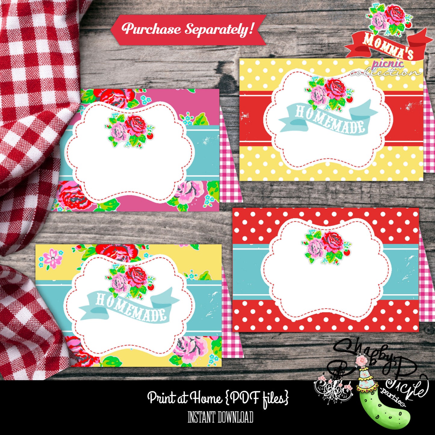 Momma's Picnic-FULL Party Printables-Mother's Day Party Set-BBQ-Farmers Market-Mom-Outdoor-Instant Download