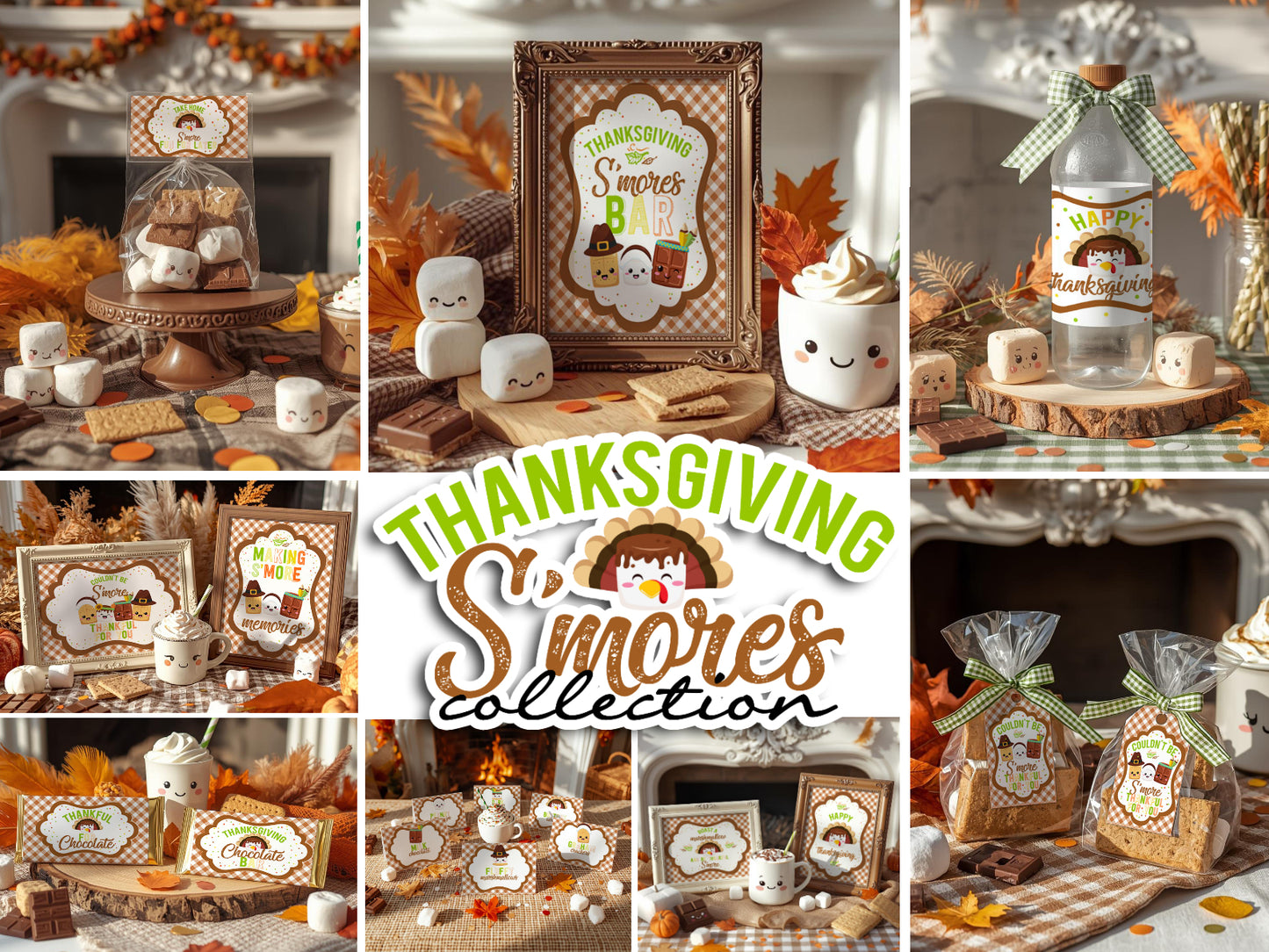 Thanksgiving S'mores-BUNDLE-Signs-Buffet Cards-Chocolate Bar Wrappers-S'mores Bar-Smores-Party Printable-Digital-INSTANT DOWNLOAD