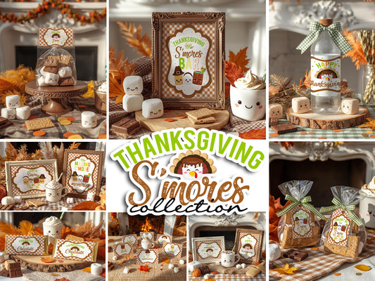 Thanksgiving S'mores-BUNDLE-Signs-Buffet Cards-Chocolate Bar Wrappers-S'mores Bar-Smores-Party Printable-Digital-INSTANT DOWNLOAD