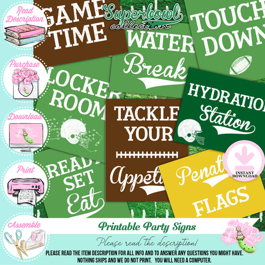 Super Bowl-8 Signs-8x10-Party Signs-Game Day Signs-Football-Superbowl Decorations-Referee-Super Bowl Sunday-Sports-Digital-INSTANT DOWNLOAD