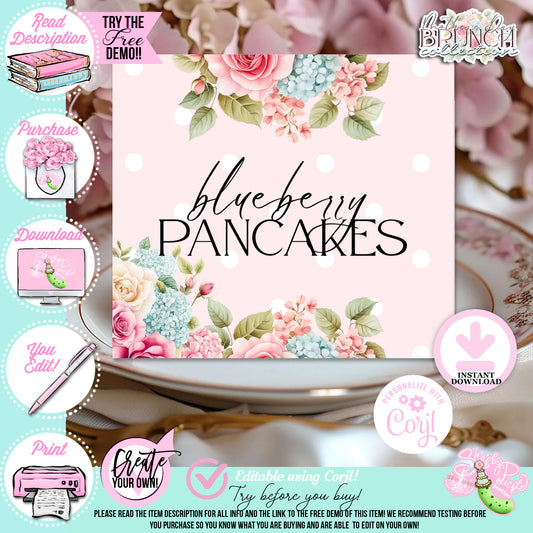 Mother's Day Brunch-Buffet Cards-Tent Cards-Customize Your Text in Corjl ONLY-Mothers Day Party-Mother's Day Lunch-Potluck Party-Grandmother-Grandma-Mama-Mommy-Mom-INSTANT DOWNLOAD