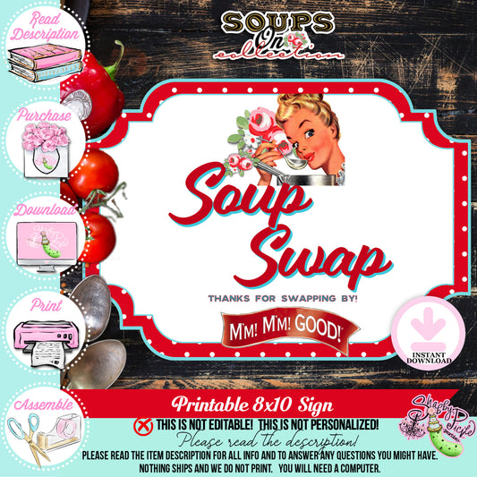 Soups On-Soup Swap Signs-Grilled Cheese Bar-Grilled Cheese Sign-Soup Exchange-Soup Theme-Soup Party Printable-Digital-INSTANT DOWNLOAD