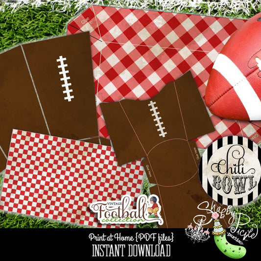 Vintage Football-Snack Packs-Hot Dog Tray-Pretzel Bag-Popcorn Box-Party Printables-Superbowl Parties-Sports-Referee-DIY-INSTANT DOWNLOAD