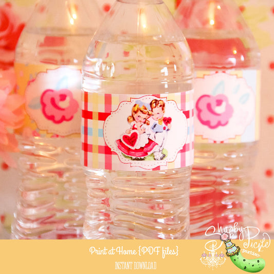 Sweet Nothings-Water Bottle Labels-Plain and Valentines Day Theme-Party Printable-Shabby Chic Parties-Instant Download-Digital Decorations