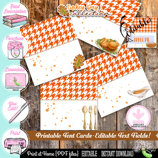 Turkey Day I-Editable Buffet Cards-Printable-Tent Cards-Place Cards-Thanksgiving Dinner-Buffet Cards-Holiday Party-INSTANT DOWNLOAD