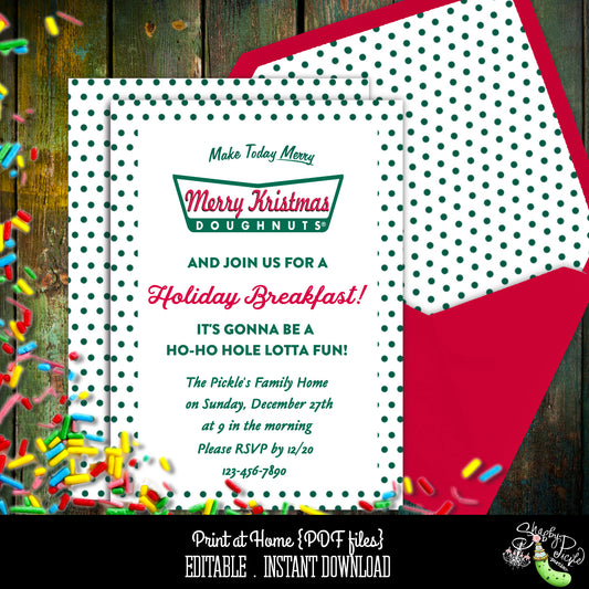 Krispy Kreme Kristmas Invitation-You Edit-Editable Invite-Breakfast Invitations-Donut-Xmas Invite-Christmas Party-Digital-INSTANT DOWNLOAD