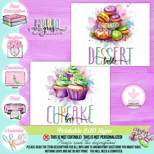 Mardi Gras-Party Signs-Dessert Table Sign-Cupcake Bar Sign-Candy Bar Sign-Mardi Gras Theme-Fat Tuesday-Party Printable-Digi-INSTANT DOWNLOAD