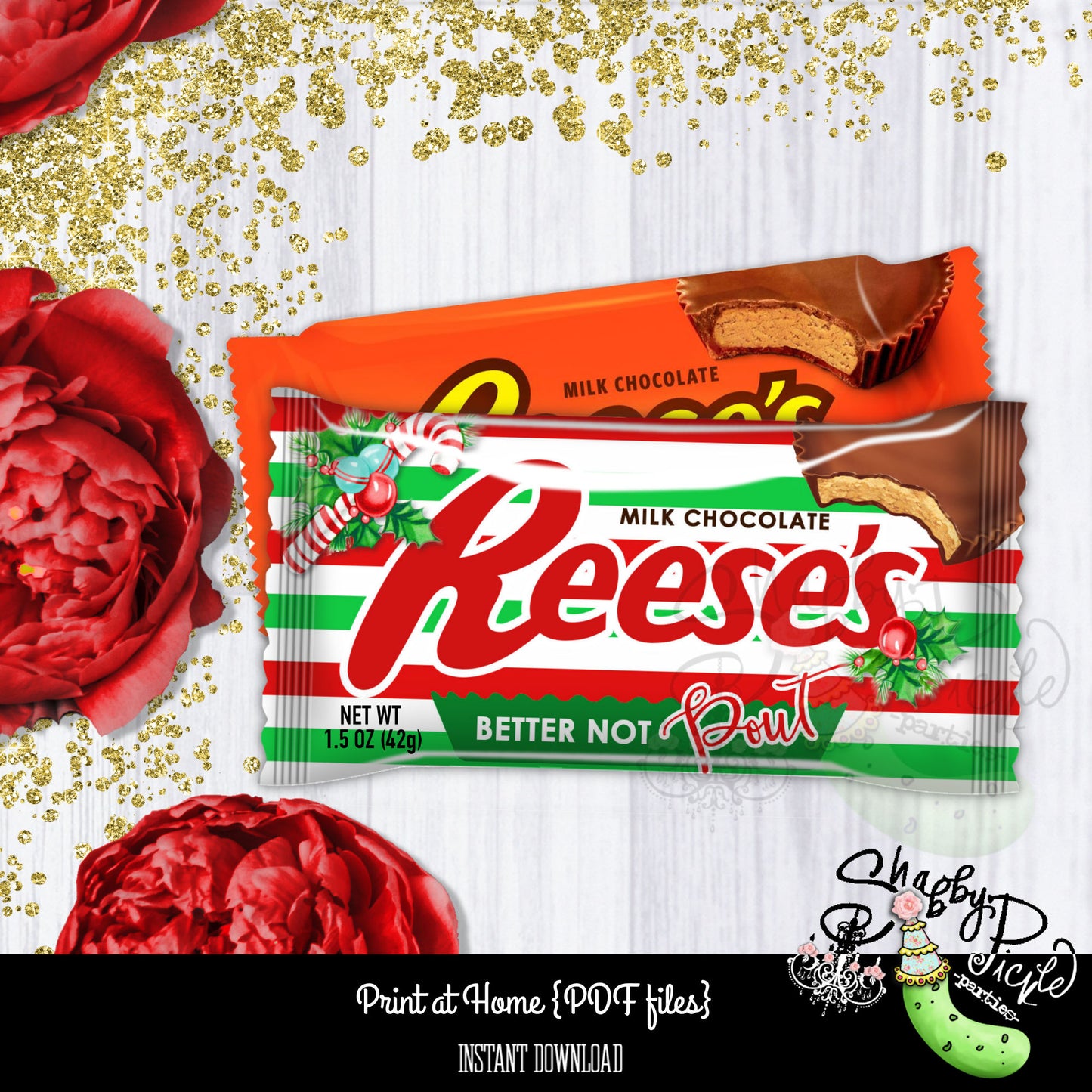 Better Not Pout-Reeses Candy Wrapper-Printable Party Favors-Custom Wrapper-Christmas Party-Class Room Favor-Holiday-Reese's-INSTANT DOWNLOAD