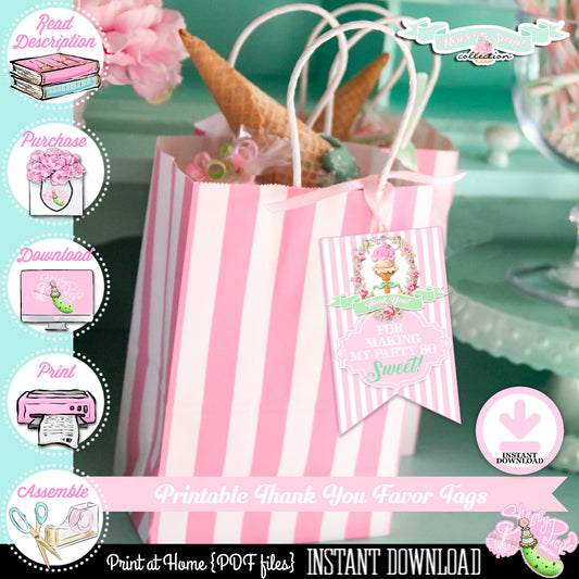 Heres The Scoop-Birthday-Favor Tags-Thank You Tags-Ice Cream Shop-Ice Cream Parlor-Ice Cream Party-Printable-INSTANT DIGITAL DOWNLOAD