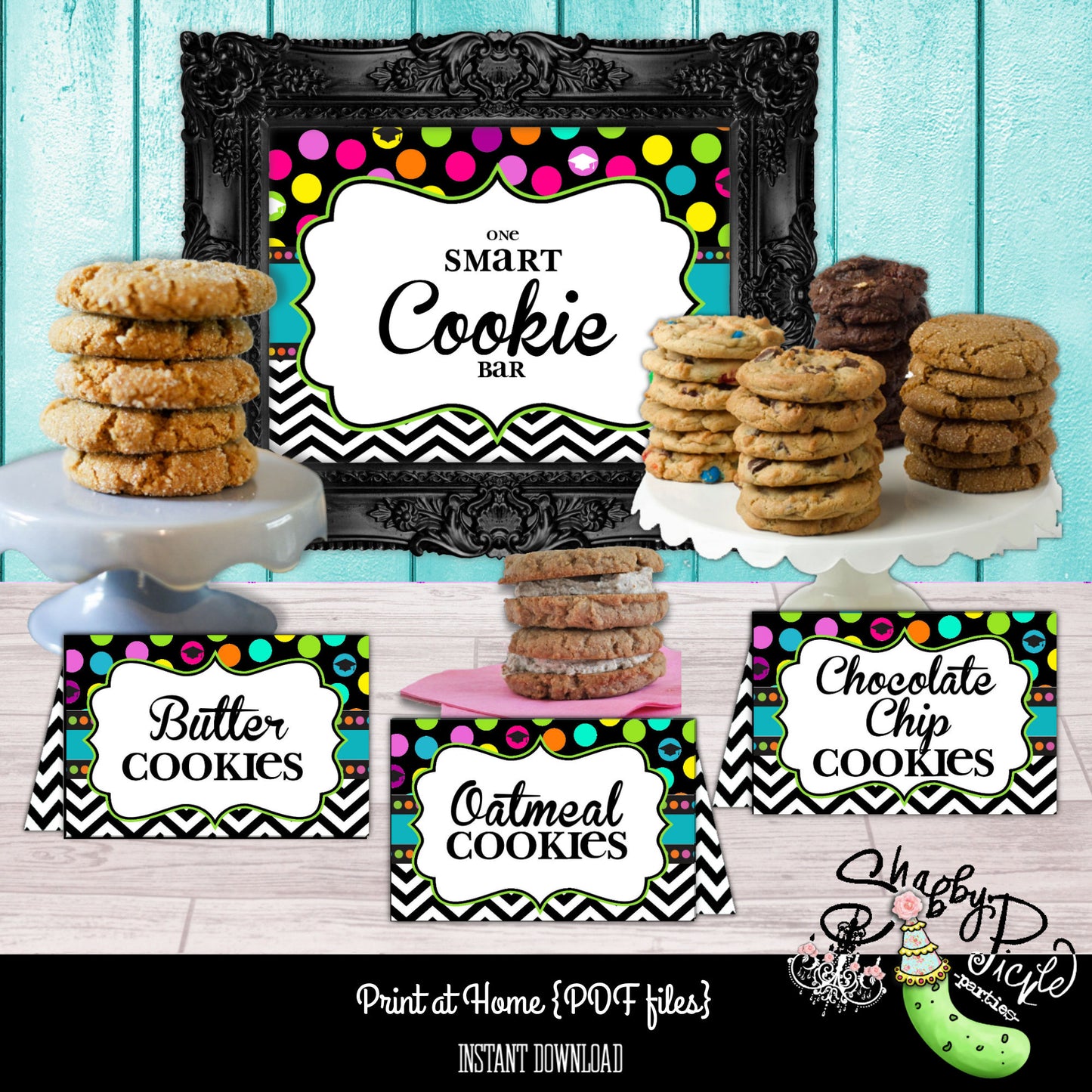 Rad Grad-Graduation Cookie Buffet-Cookie Bar-8 Cookie Signs-Cookie Buffet Sign-Class of 2024-Graduation Party-Printable-INSTANT DOWNLOAD