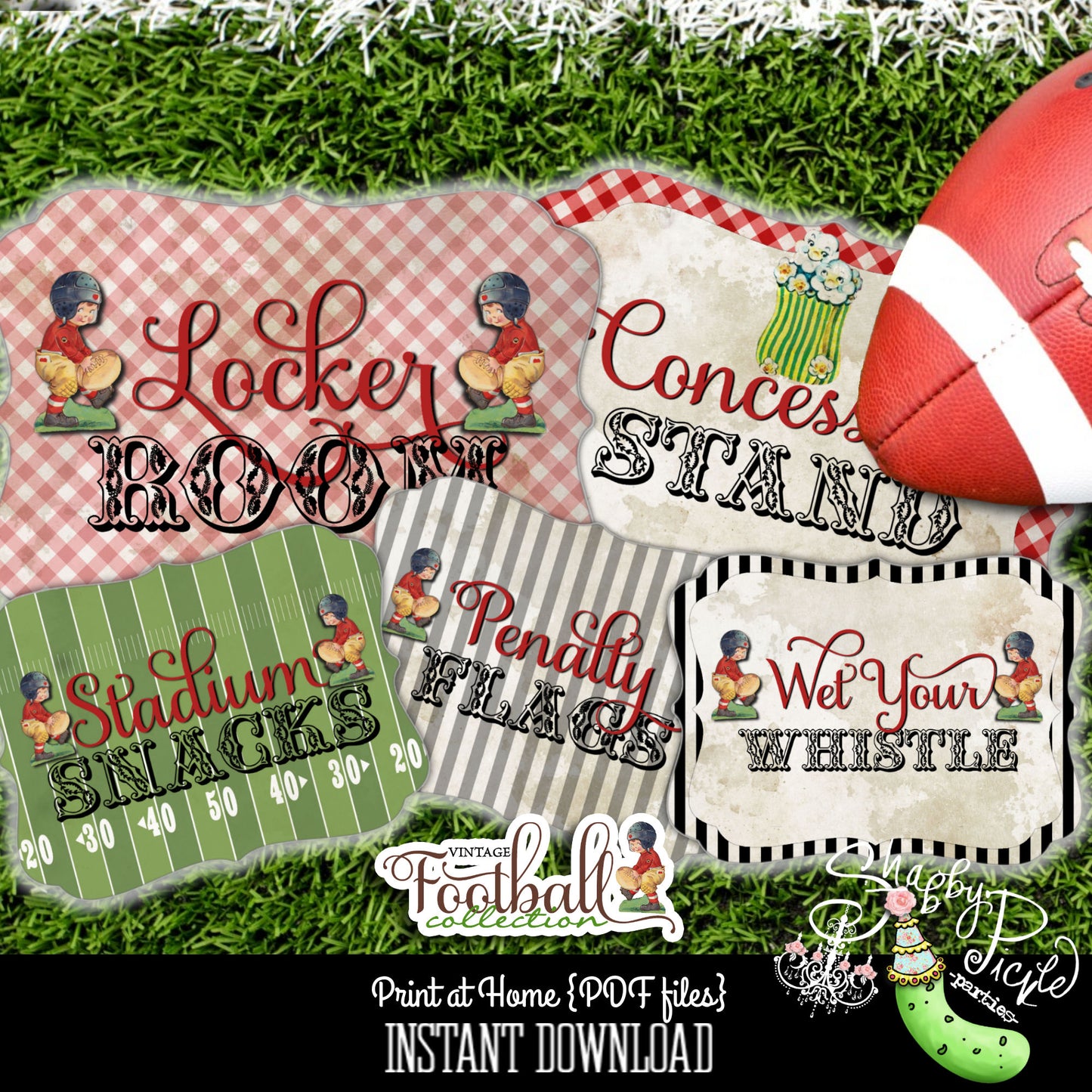 Vintage Football-Signs-Buffet Table Signs-Party Signs-Party Printables-Superbowl Parties-Super Bowl-Sports-Referee-DIY--INSTANT DOWNLOAD