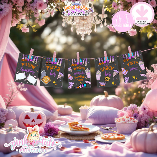 Spooktacular Slumber Party-12 Party Signs-8x10 Signs-Halloween Slumber Party-Birthday Party-Sleepover-Halloween-Digital-INSTANT DOWNLOAD
