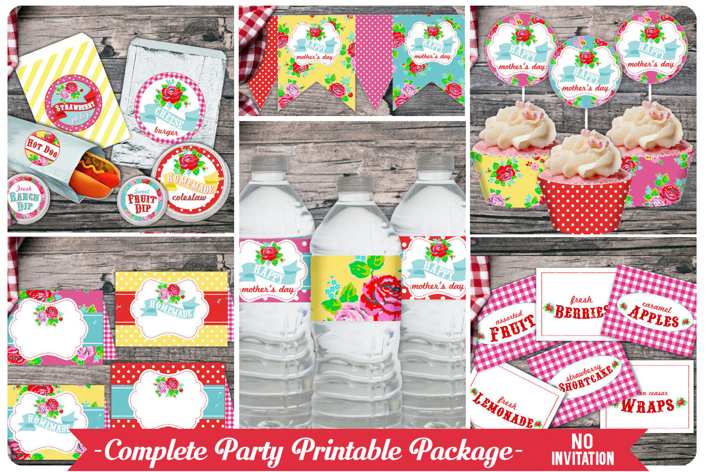 Momma's Picnic-FULL Party Printables-Mother's Day Party Set-BBQ-Farmers Market-Mom-Outdoor-Instant Download