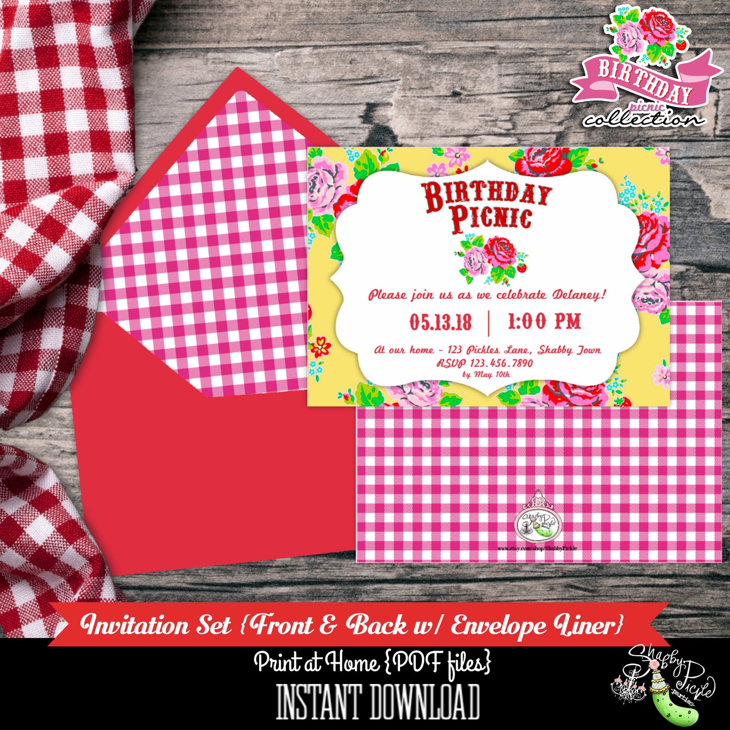 Birthday Party Picnic EDITABLE Invites-Printable-Birthday Invitation-Party Invitation-You Edit-Farmers Market-BBQ-Outdoor-Instant Download