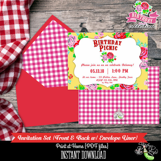 Birthday Party Picnic EDITABLE Invites-Printable-Birthday Invitation-Party Invitation-You Edit-Farmers Market-BBQ-Outdoor-Instant Download