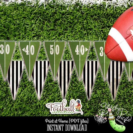 Vintage Football-Mini Bunting Flags-Party Printables-Straw Flags-Superbowl Sunday Parties-Super Bowl-Sports-Referee-DIY--INSTANT DOWNLOAD