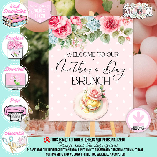 Mother's Day Brunch-Mother's Day Brunch Sign-8x10 & 16x20 Party Signs-Mothers Day Party-Party Signs-Mother's Day Lunch-Potluck Party-Grandmother-Grandma-Mama-Mommy-Mom-INSTANT DOWNLOAD