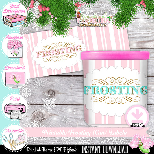 Gingerbread Cookies-Frosting Can Labels-Cookie Decorating Party-Gingerbread Decorating-Printable-Christmas Party-INSTANT DOWNLOAD