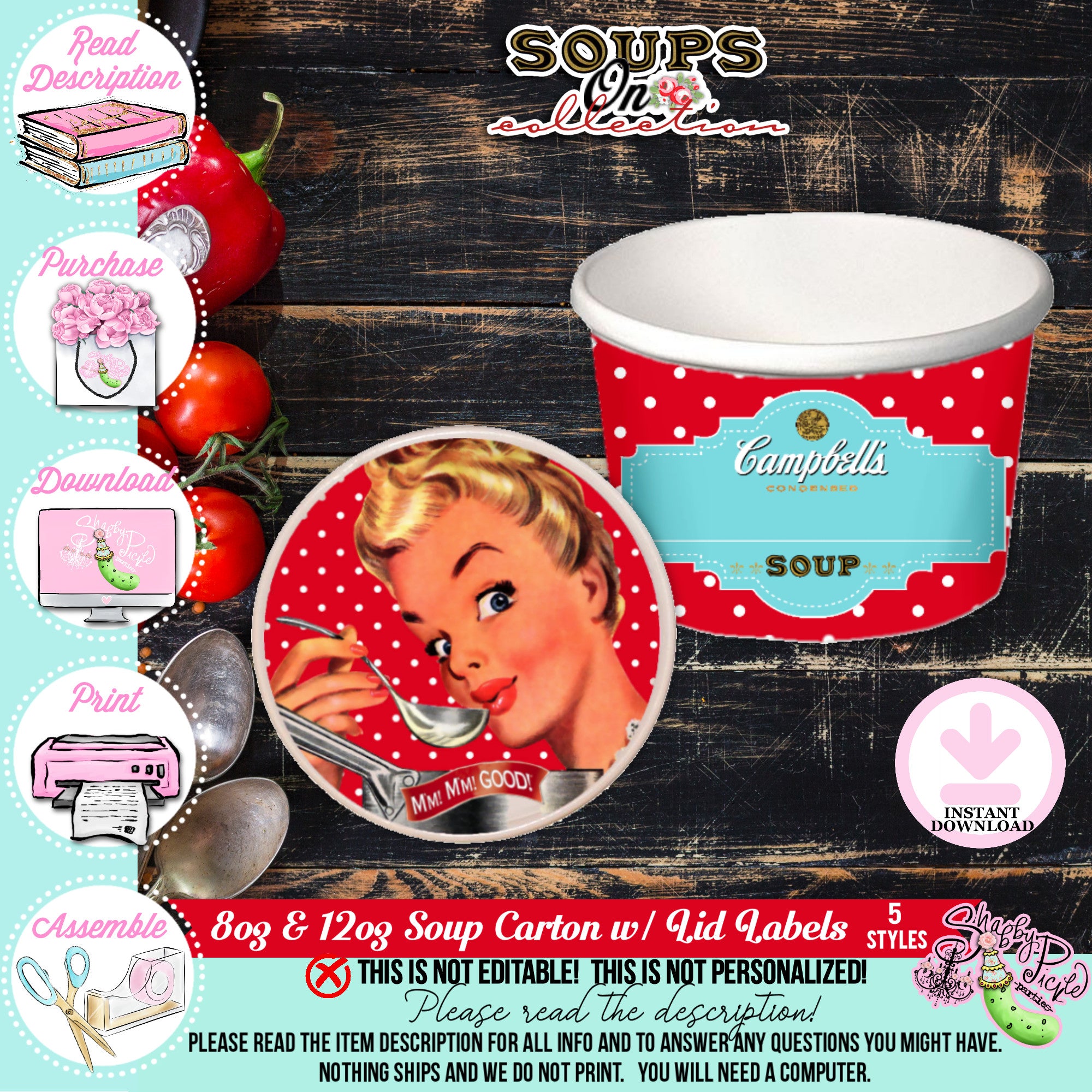Soups On-Soup Swap 8oz & 12oz Soup Container Labels-5 Styles-Soup Exch ...