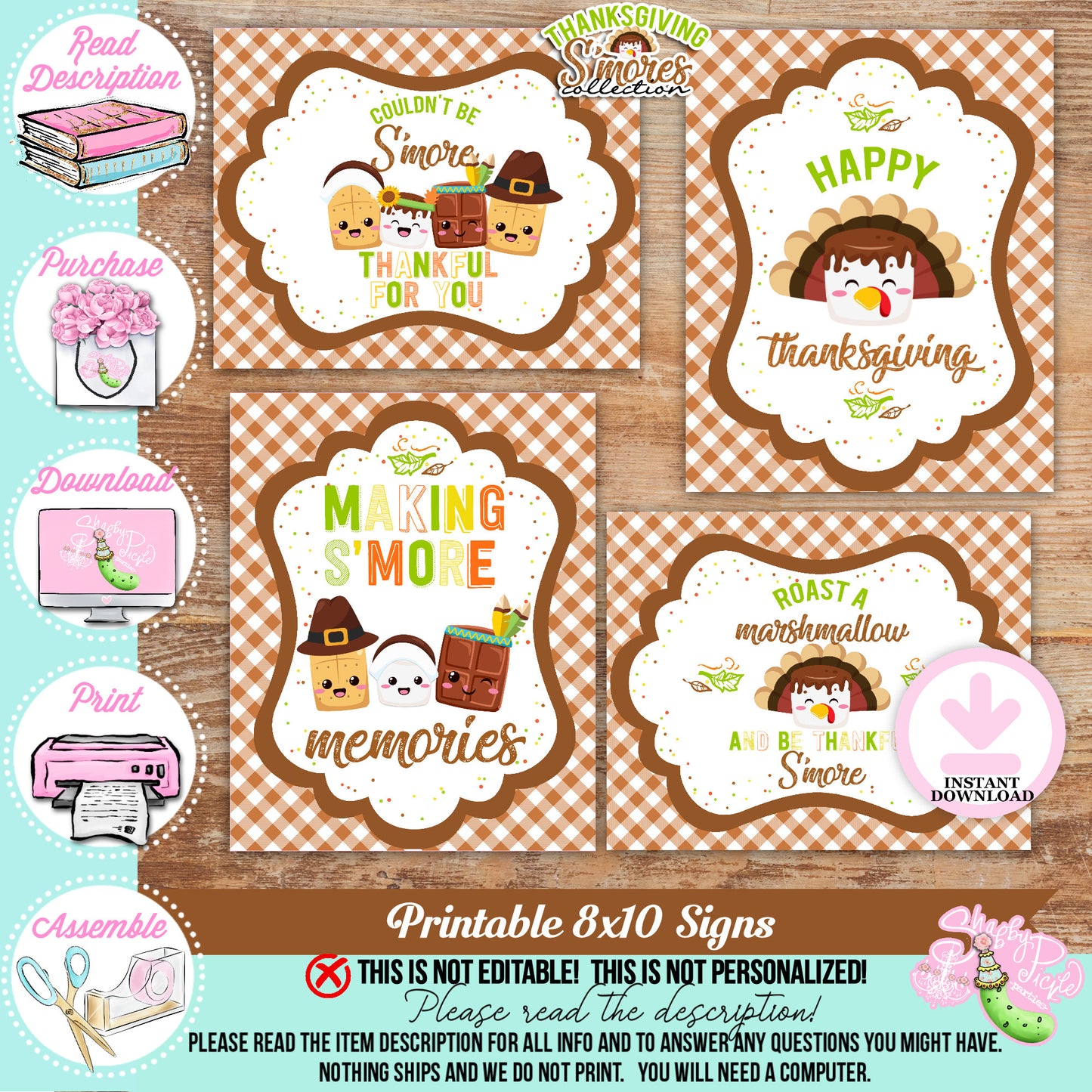 Thanksgiving S'mores-Full Collection-Signs-Buffet Cards-Chocolate Bar Wrappers-S'mores Bar-Smores-Party Printable-Digital-INSTANT DOWNLOAD