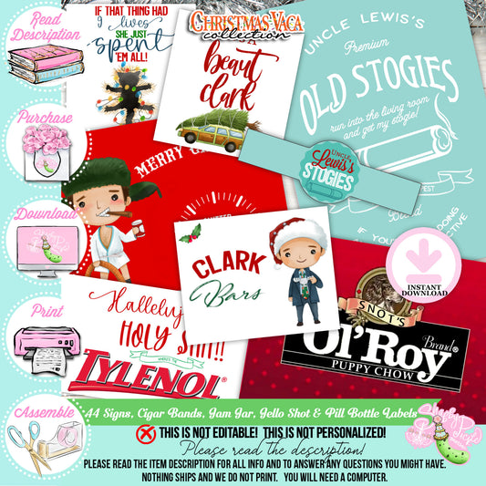 Christmas Vaca-Movie Quote Signs-Cigar Bands-Pill Bottle Lable-Jam Jar Labels-Funny Quotes-Movie-Printable-Party Printable-INSTANT DOWNLOAD