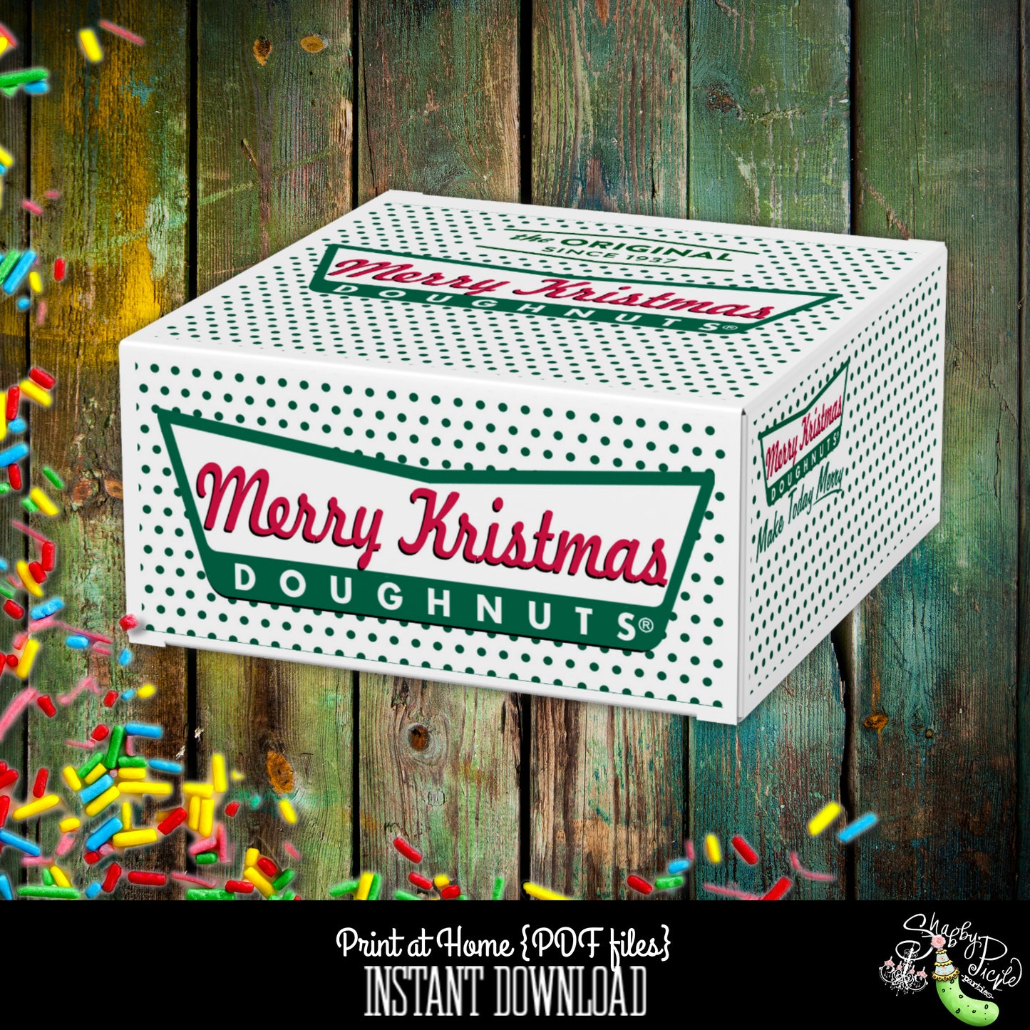 Krispy Kreme Kristmas Mini Donut Box Labels-Individual Donut Box Label-Single Donut-Krispy Kreme Donuts-Christmas Breakfast-INSTANT DOWNLOAD