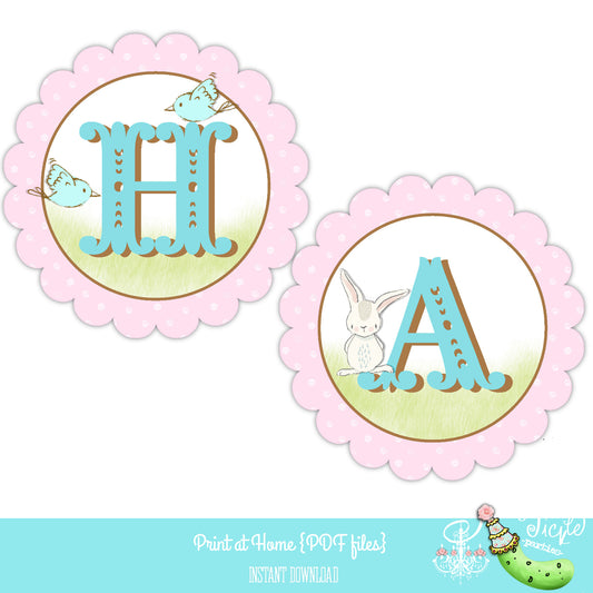 Bunny Tails-Easter-Banner-Printables-Spring-Peeps-Holiday-Bunny-Pastel-Happy Easter-Digital Decorations-INSTANT DOWNLOAD