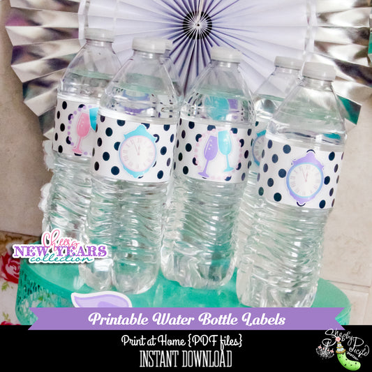 Cheers New Year's Water Bottle Labels-New Years Eve Party-Water Bottle Wrapper-2024-Favors-New Year's Eve-Printable-INSTANT DOWNLOAD