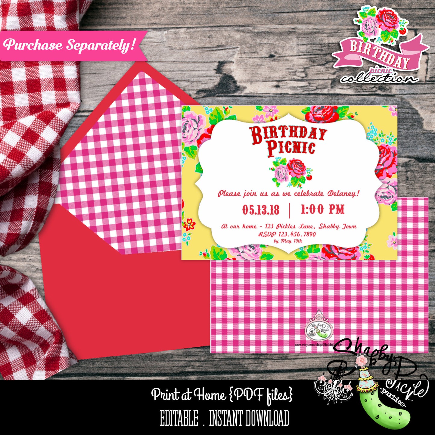 Birthday Party Picnic Cupcake Wrappers and EDITABLE Toppers-Party Printables-BBQ-Farmers Market-Birthday Labels-Instant Download