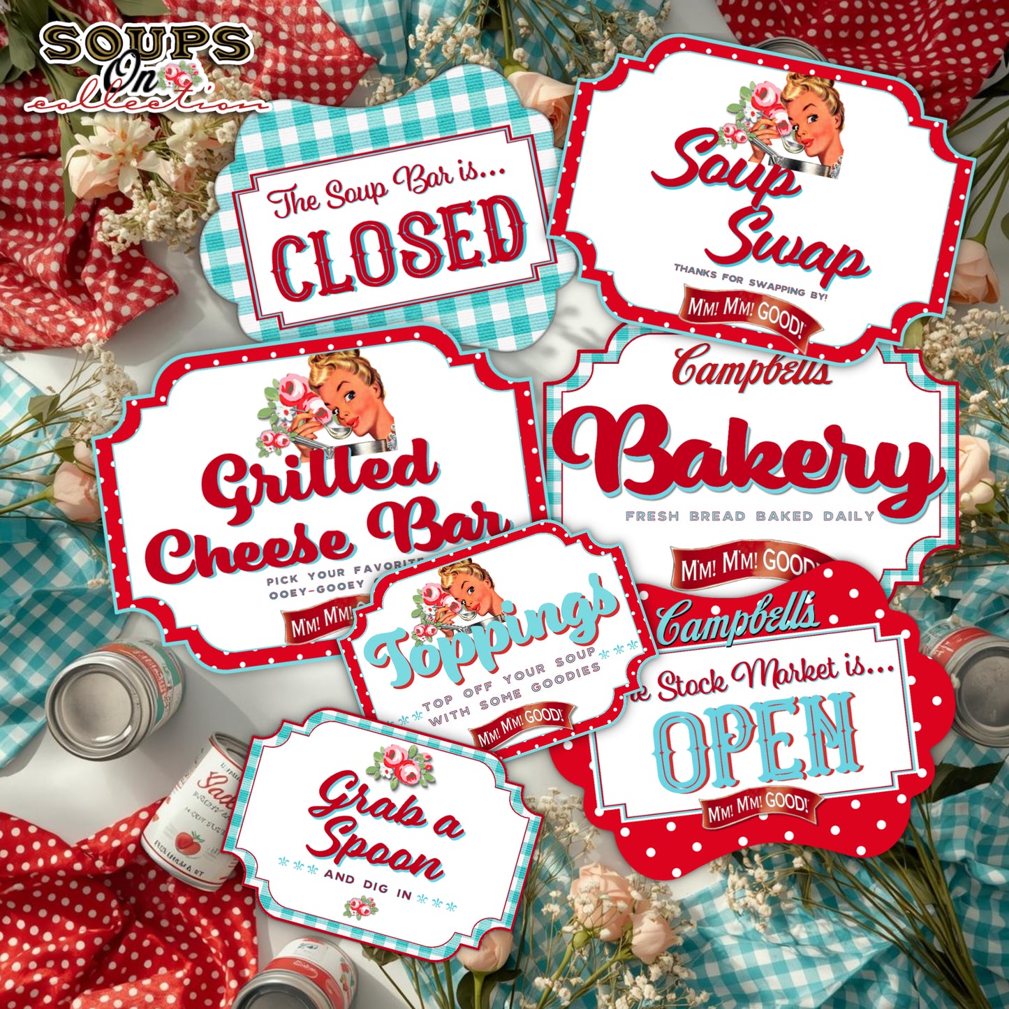 Soups On-{THEME} Party Printable-Editable-PeRsOnAliZe-Parties-Soup Social-Soup Can-Campbells-Neighbors Night-Soup Party-INSTANT DOWNLOAD