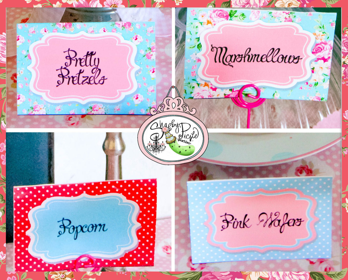 X's & O's-Buffet Cards Tent/Food/Place Cards-Party Printables-Plain and Valentines Day Theme-Shabby Chic Parties- DIY-Digital Decorations