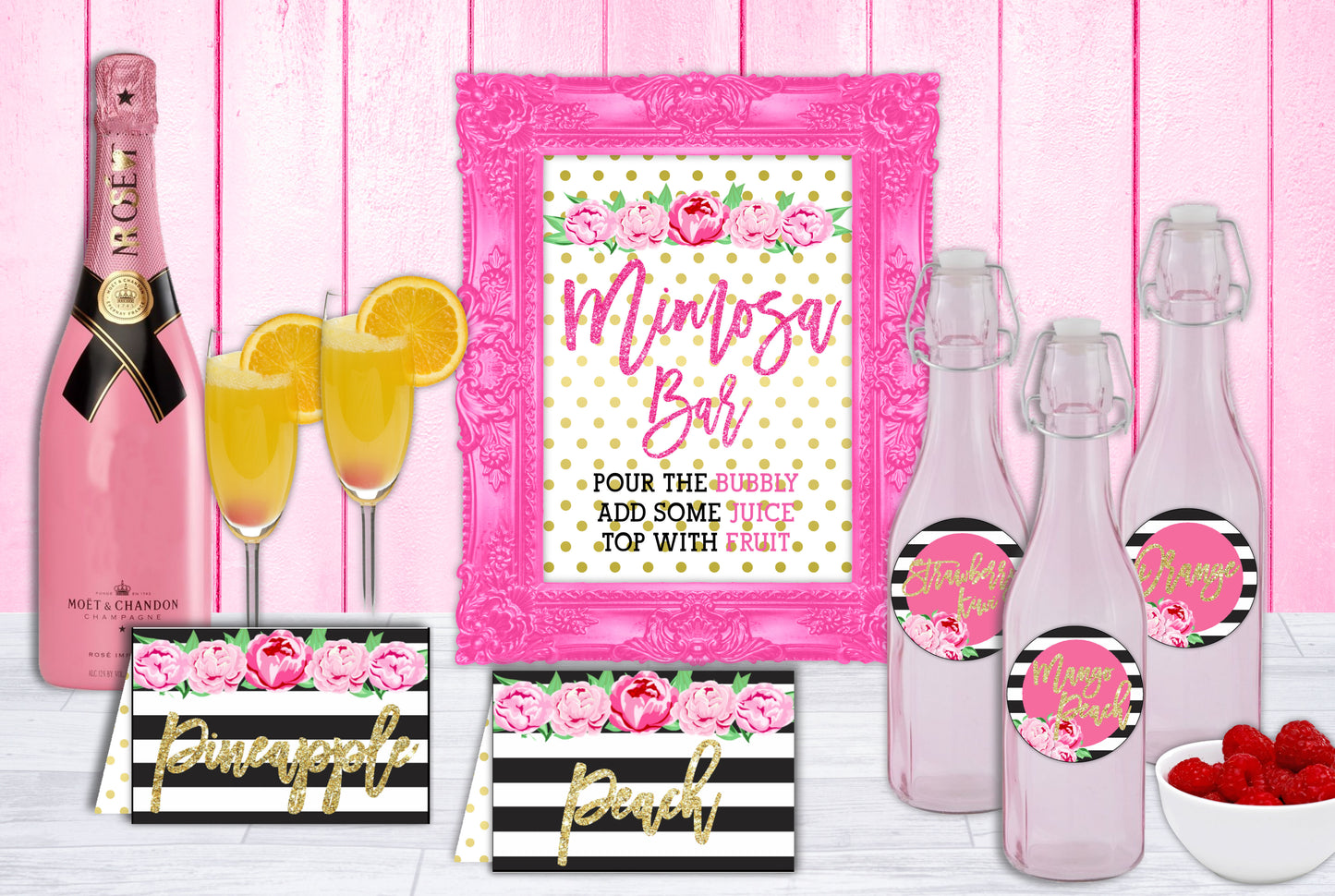 Kate Spade Bridal-Kate Spade Inspired Mimosa Bar-Prefilled Tent Cards-Graduation Party-Shower-Bachelorette-Printable-INSTANT DOWNLOAD