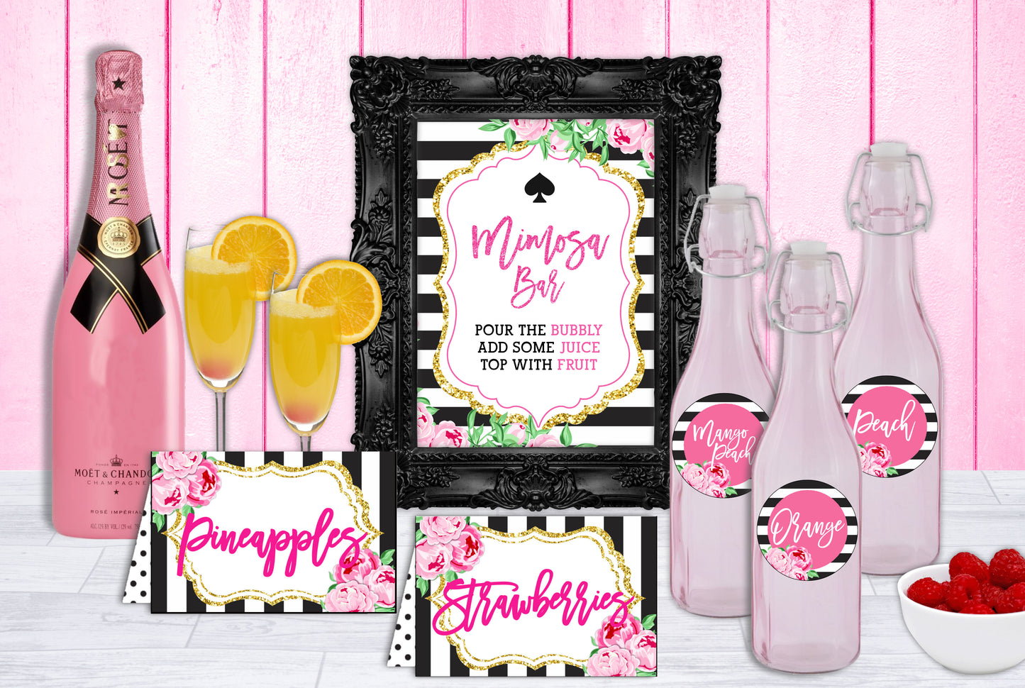 Kate Spade Bridal-Kate Spade Inspired Mimosa Bar-Prefilled Tent Cards-Graduation Party-Shower-Bachelorette-Printable-INSTANT DOWNLOAD