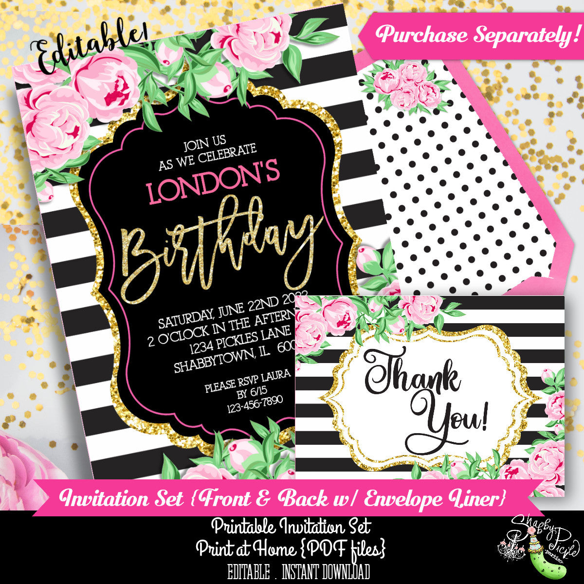 Kate Spade Birthday-Favor Tags-Birthday Party-Kate Spade Inspired-Birthday Tags-Gift Tags-Birthday Favor Tags-Printable-INSTANT DOWNLOAD