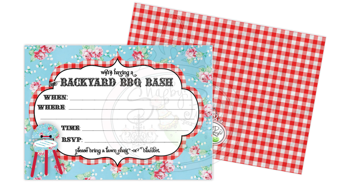 Vintage BBQ-Fill In Invitations-Blank-Party Invitation-Invite-Picnic-BarBQue-BBQ Invitation-Printable-Cookout-Cook Out-DIY-Instant Download