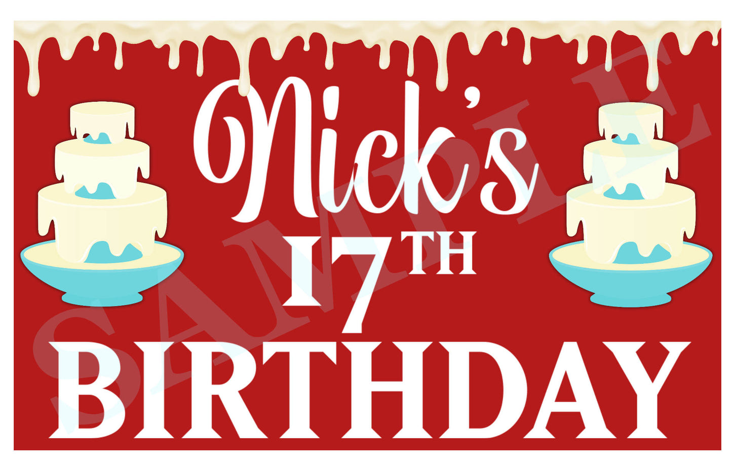 Chocolate Fountian Birthday-Banner Sign-We Customize-Personalized Name and Age-Custom Party-Dessert Table-Printable-DIGITAL DOWNLOAD