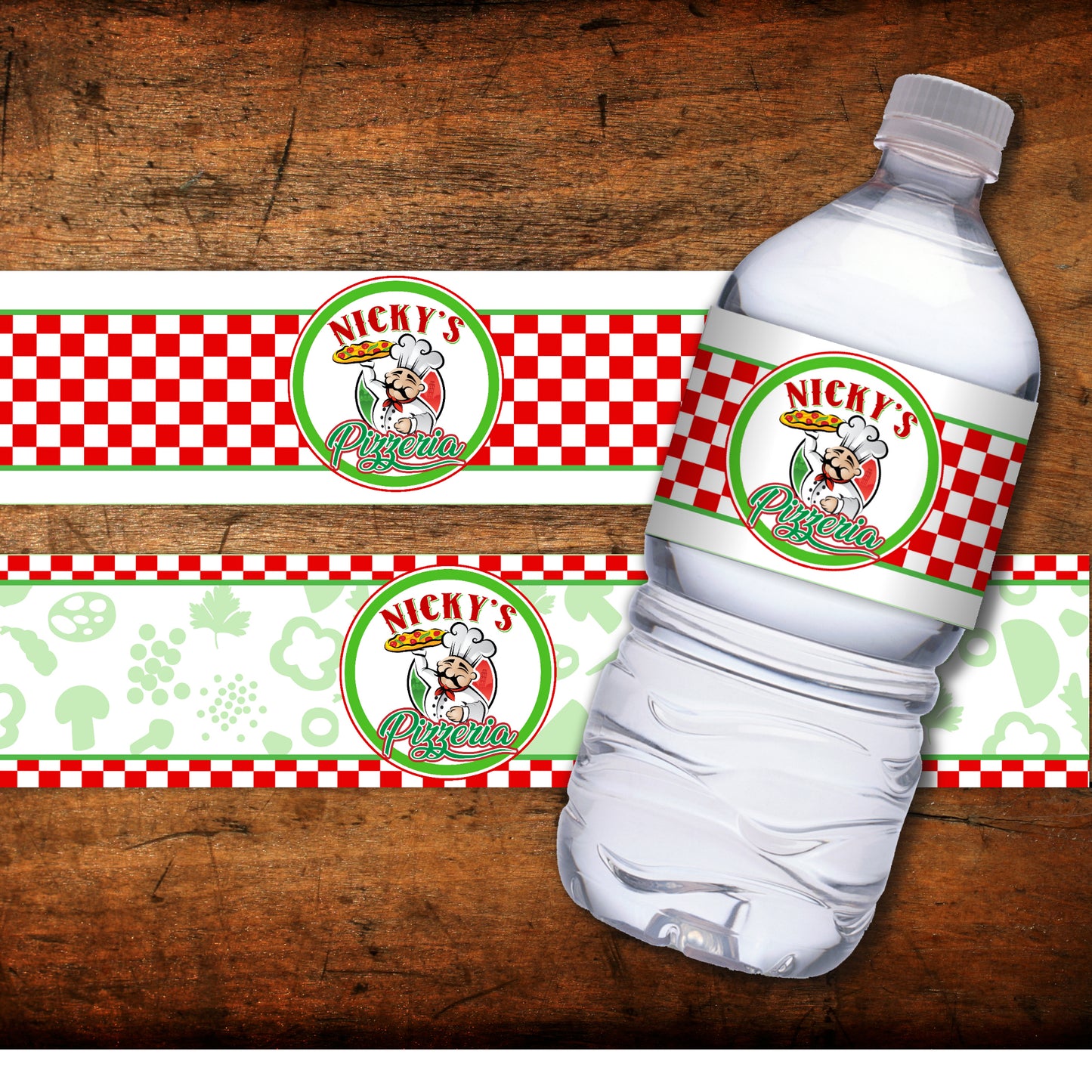 Personal Pizza-Water Bottle Labels-We Customize Pizzeria Name (Only)-Playset-Pizza Party-Kids Pizza Shop-Printable-DIGITAL DOWNLOAD