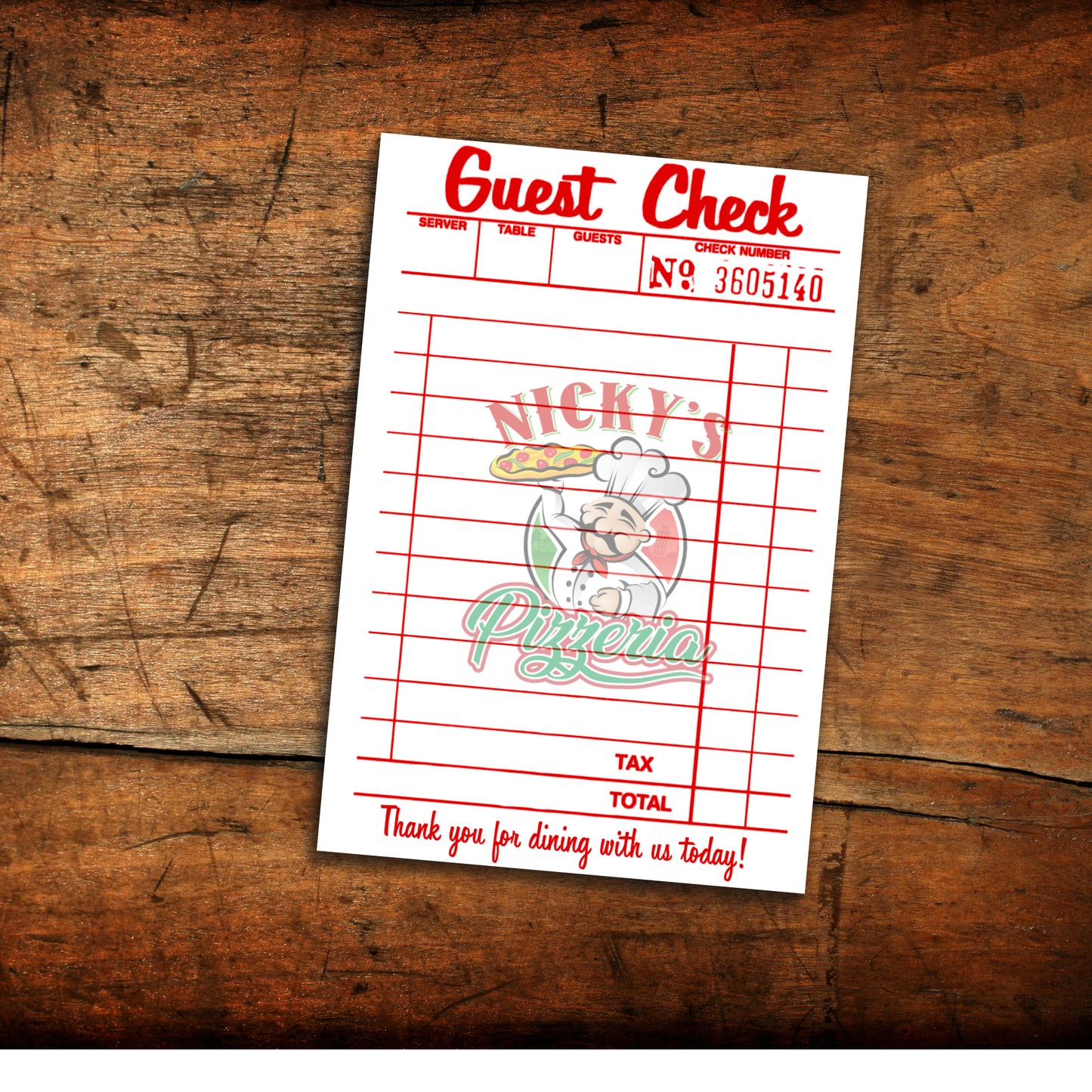 Personal Pizza-Guest Checks-We Customize Pizzeria Name (Only)-Playset-Pizza Party-Kids Pizza Shop-Printable-DIGITAL DOWNLOAD