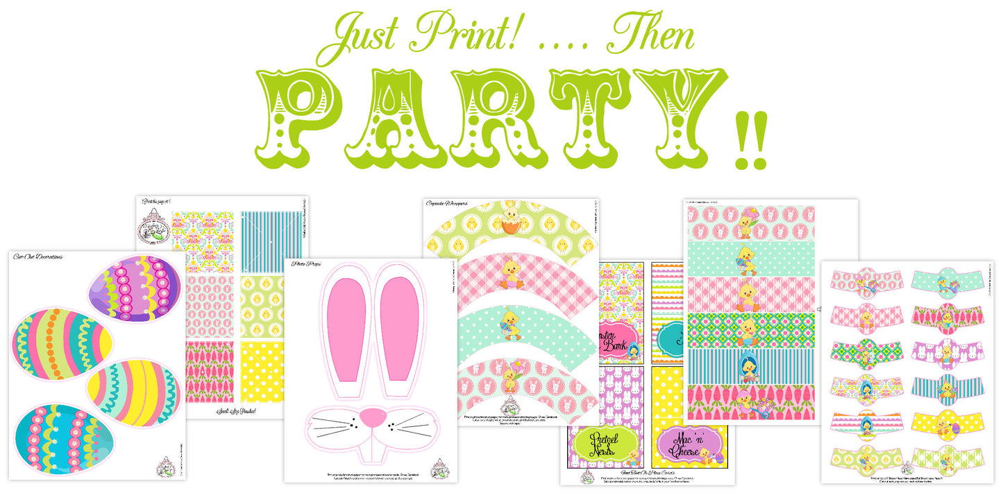 Chickadee FULL Easter Party Printable-Holiday-Spring-Pastel-Shabby Chic-Easter Egg Hunt Parties-DIY-Instant Download-Digital Decorations