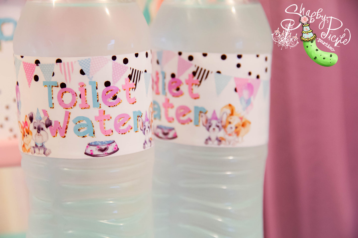 Puppy Pawty-Water Bottle Labels-Water Bottle Wrappers-Toilet Water-Favor Labels-Puppy Party Printable-Birthday-Digital-INSTANT DOWNLOAD