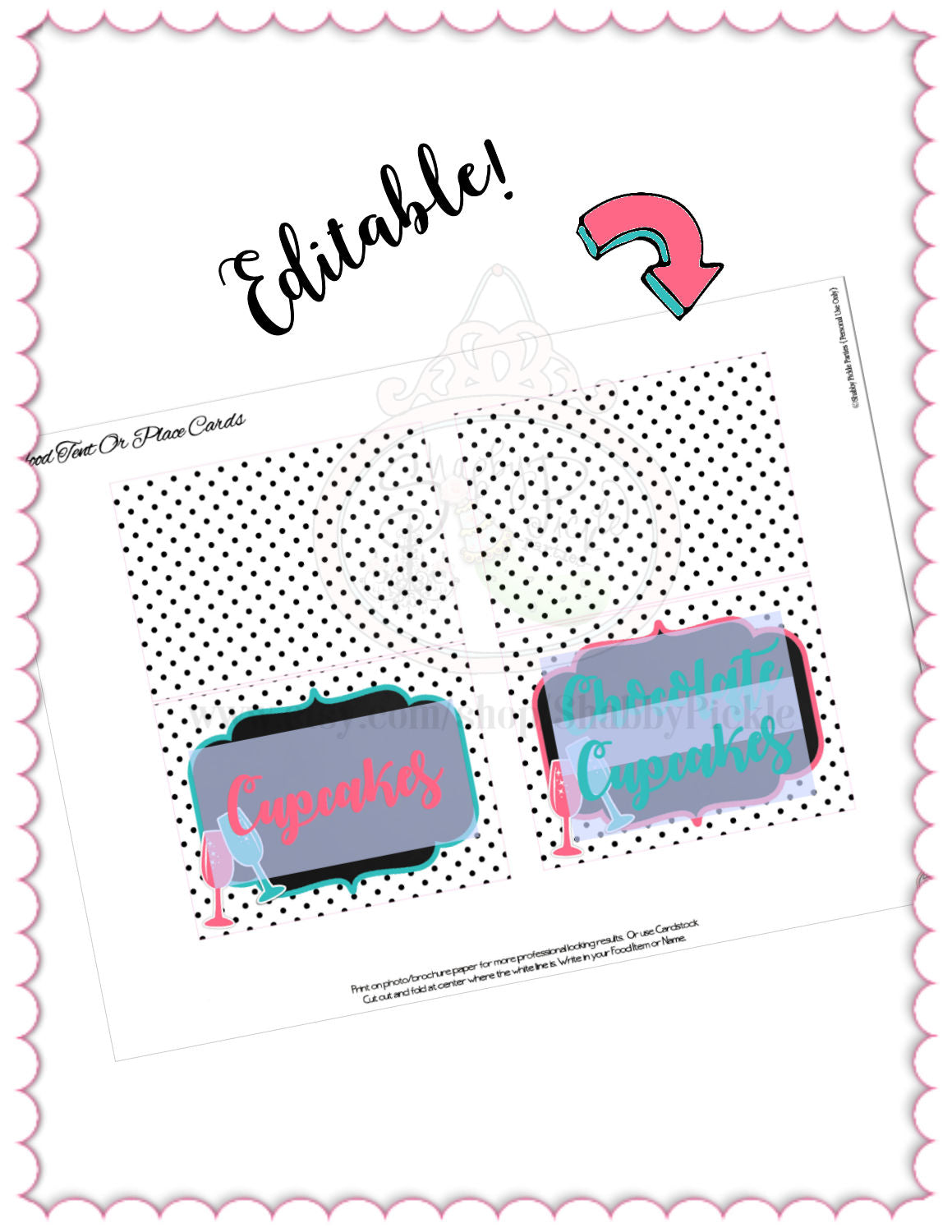 Midnight Kisses-Tent Buffet Cards-EDITABLE-2 Sizes-Party Printables-New Year's Eve Party-New Years-New Year-Instant Download-Digital Decorations