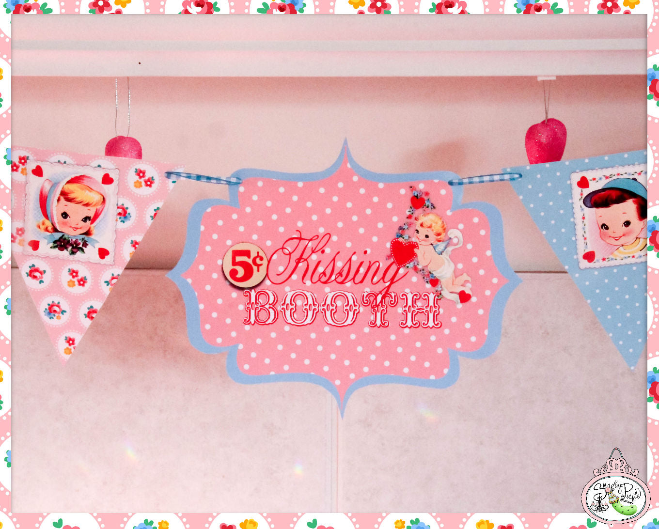 Vintage Valentine Banner-Solid/Valentine/Birthday/Alpha Banner-Valentines Day-Party Printable-Parties-Digital Decorations-INSTANT DOWNLOAD
