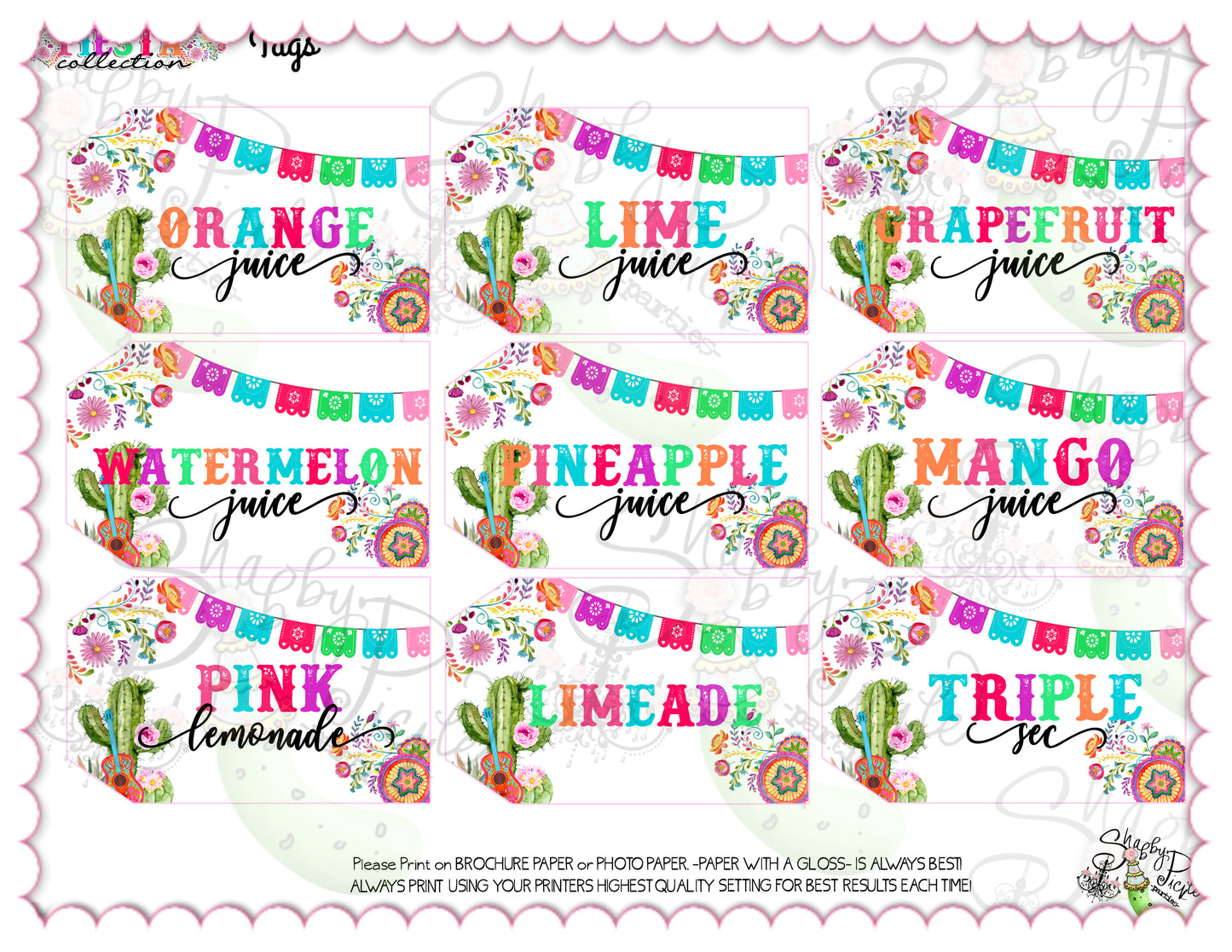Fiesta-MARGARITA SET-Margarita Bar Sign-Juice Bottle Tags-Tent Cards for fruits etc-Editable in Corjl-Cinco De Mayo-Taco Tuesday-Margarita Monday-INSTANT DOWNLOAD