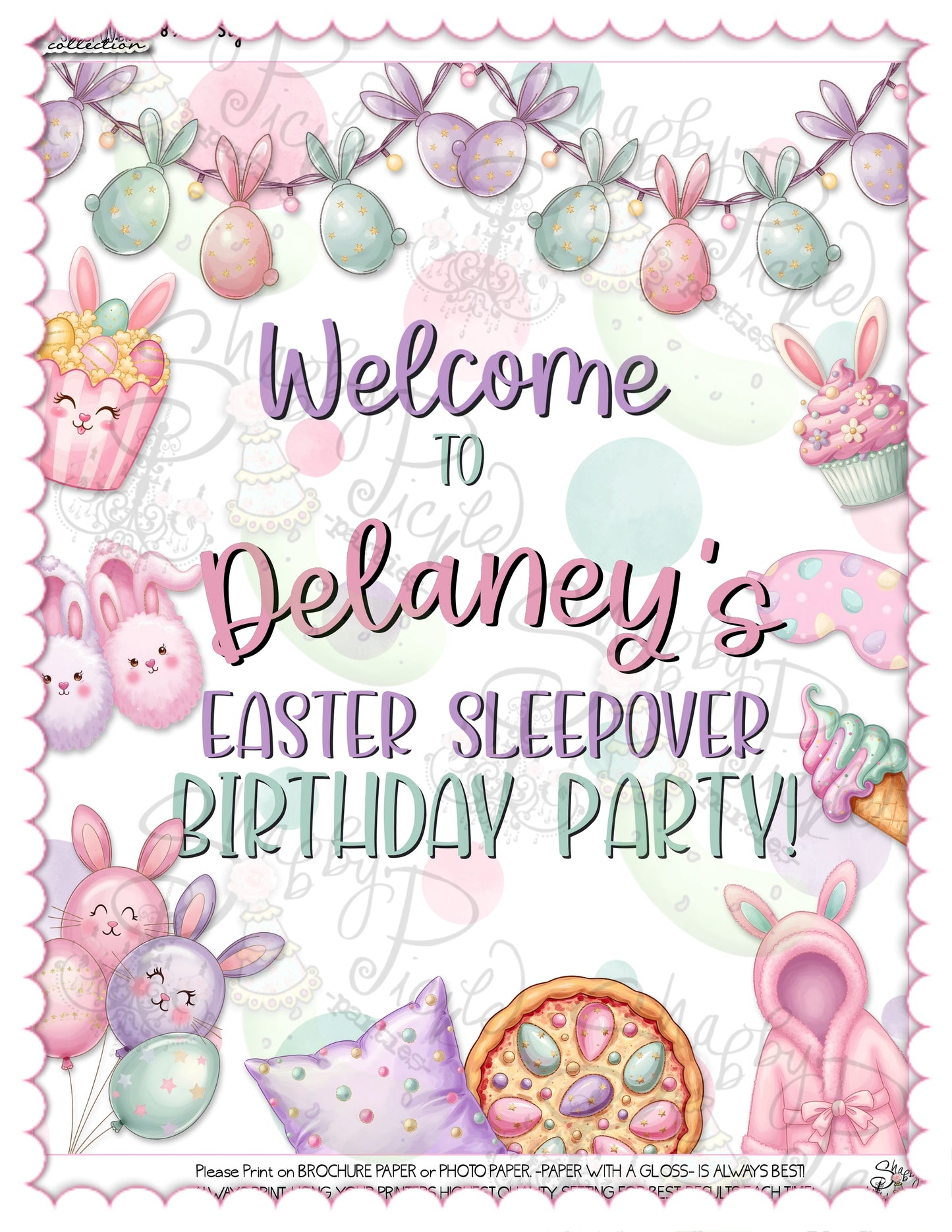 Easter Sleepover-16x20 & 8x10 Welcome Sign-Edit Name in Corjl ONLY-Easter Slumber Party-Welcome to Party Poster-Easter Birthday-Easter Party-Happy Birthday-Birthday Sleepover-Birthday Slumber Party-INSTANT DOWNLOAD