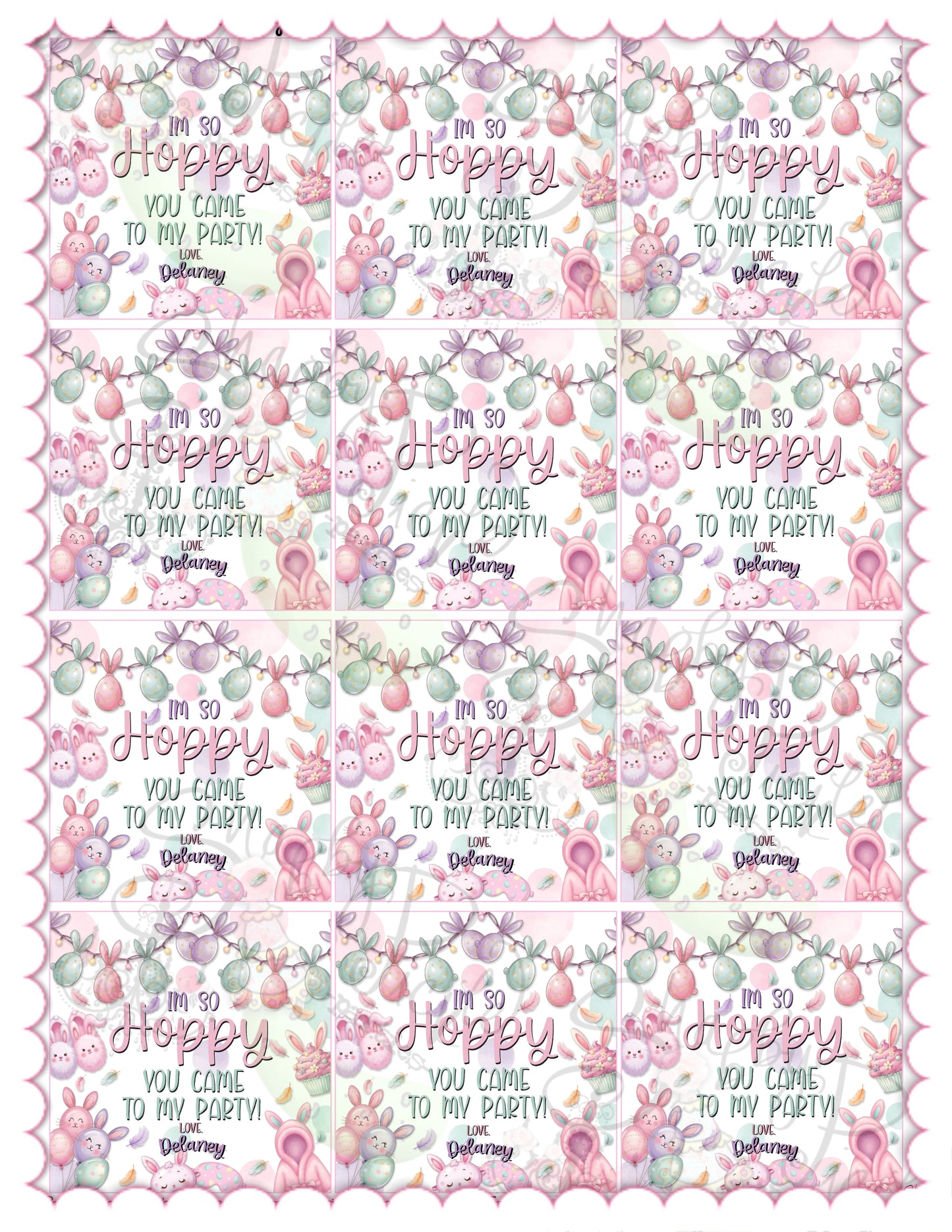 Easter Sleepover-Favor Tags-Edit in Corjl ONLY-Easter Slumber Party-Party Favor Tags-Thank You Tags-Easter Birthday-Easter Party-Happy Birthday-Birthday Sleepover-Birthday Slumber Party-INSTANT DOWNLOAD