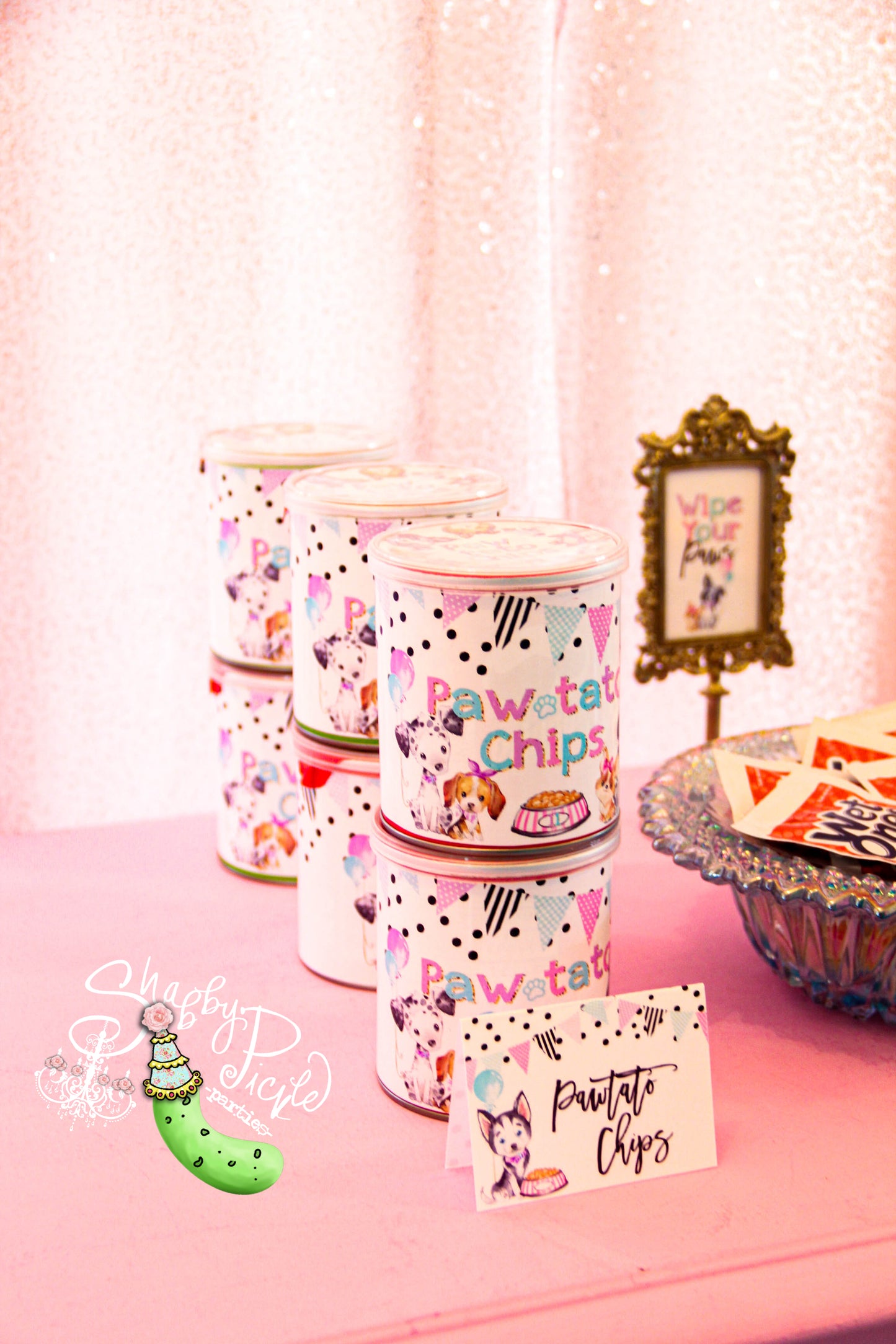 Puppy Pawty-Pringles Can Labels-1.3 or 1.4oz Pringles Can Wrapper-Party Favor Label-Chip Label-Puppy Party-Birthday-Digital-INSTANT DOWNLOAD