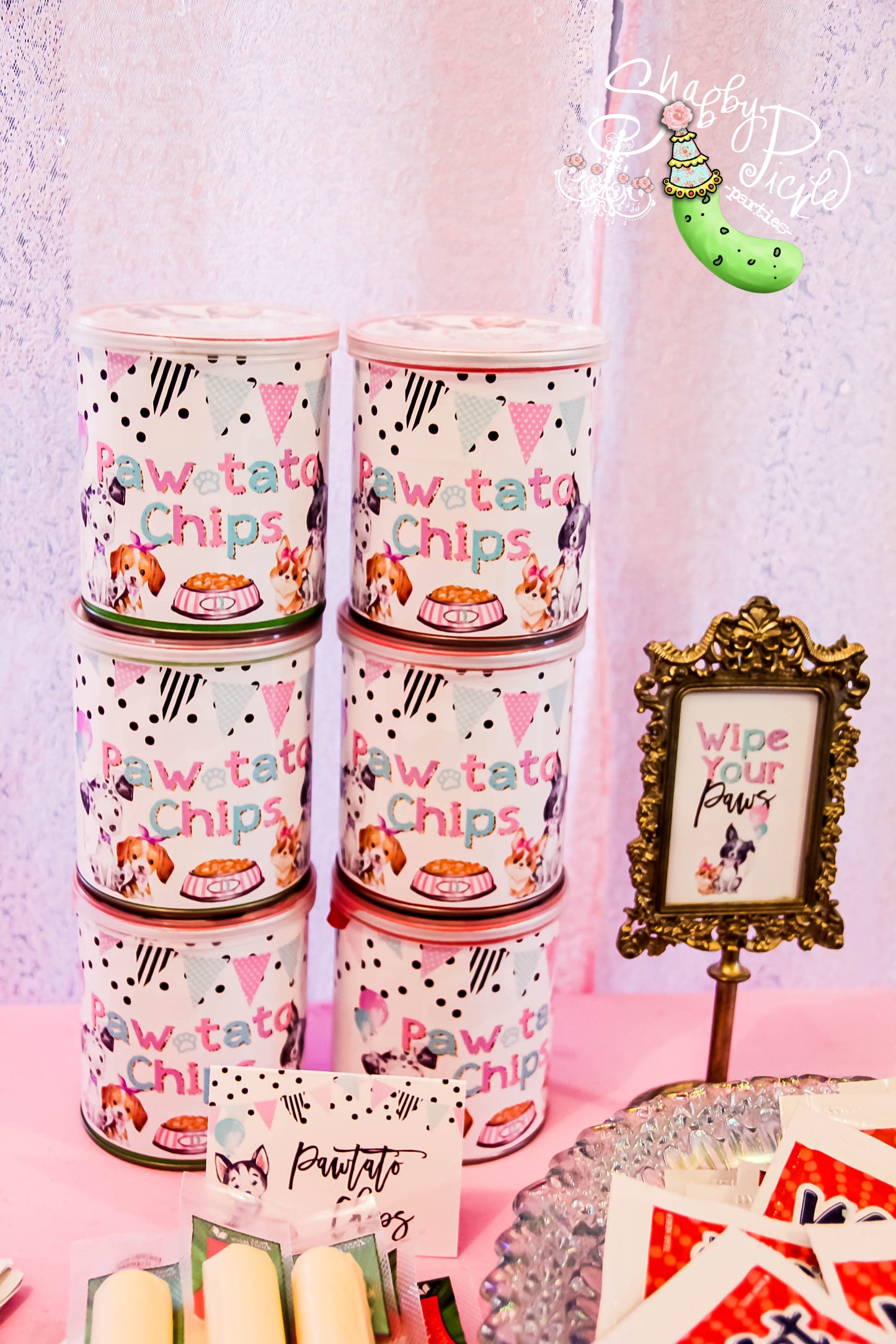 Puppy Pawty-Pringles Can Labels-1.3 or 1.4oz Pringles Can Wrapper-Party Favor Label-Chip Label-Puppy Party-Birthday-Digital-INSTANT DOWNLOAD