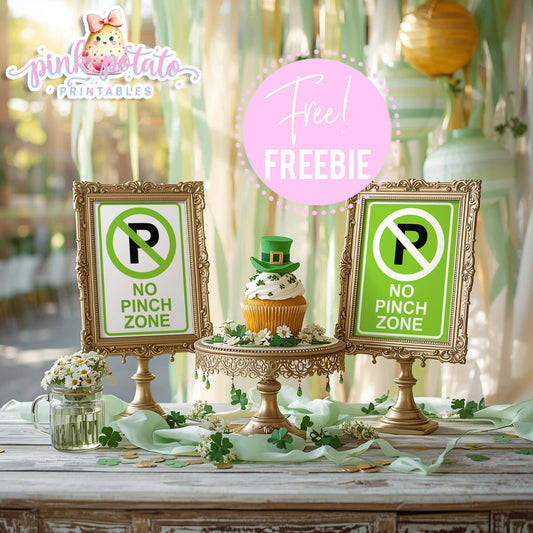 St. Paddy's Day-FREE No Pinch Zone Sign-2 Versions-Fun Sign-St. Patrick's Day Theme-Shamrocks-Party Printable-Digital-INSTANT DOWNLOAD