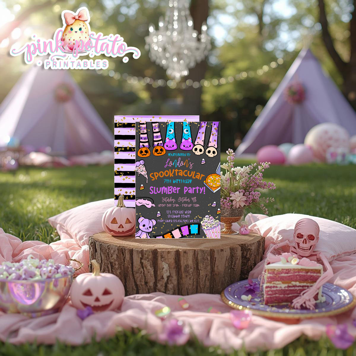 Spooktacular Slumber Party-Invitation-We Customize-Personalize-Halloween Party Invitation-Sleepover-Halloween-Digital-DIGITAL DOWNLOAD